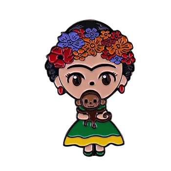 Desene Animate Fata Frida Feminis Si Maimuta De Metal Email Rever Insigna Broșă Pin