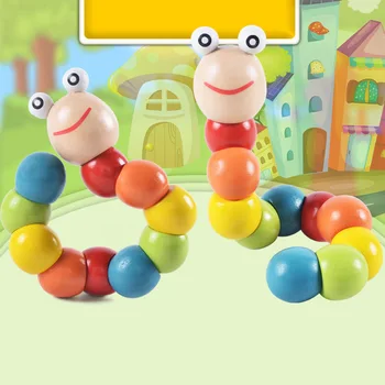 Din Lemn colorat Worm Puzzle-uri pentru Copii de Învățare de Învățământ Didactice Jucarii pentru Copii Degetele Joc pentru Copii Montessori Cadou de Insecte Jucărie