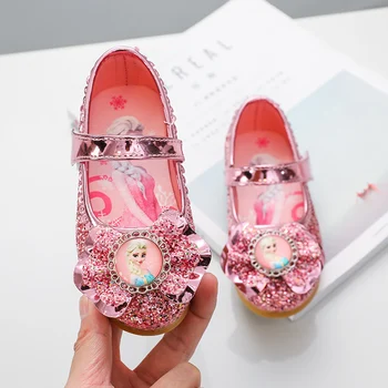 Disney Frozen Elsa Printesa Designer de Cristal Plat Pantofi Copii Bling Aluneca pe Copii Fete Pantofi de Copil Apartamente