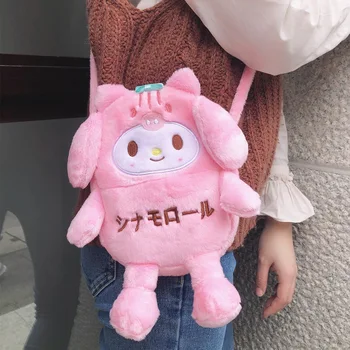 Drăguț Kawaii Kuromi Mymelody Cinnamorol Sac de Mesager inima fată Japoneză de Pluș sac câine porc geanta telefonul mobil geanta Papusa Sac
