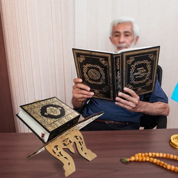 Eid Mubarak Din Lemn Sculptate De Lectură Biblioteca Coran Suport Stativ Islam, Musulman Ramadan Decor Acasă Religioase Display Stand