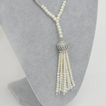 Elegant Marele Gatsby Colier Simulate Perla Colier Secțiunea Lung Pearl Ciucure Croseteaza un Lant de Bijuterii de Mireasă pentru Nunta