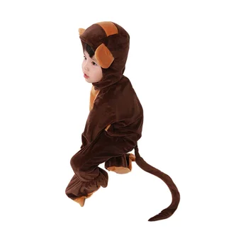 Familie De Animale Pentru Că Jumpesuit Maro Maimuță Cosplay Set Unisex Adult Copil Salopeta Părinte-Copil Tinuta De Halloween Costume Cosplay