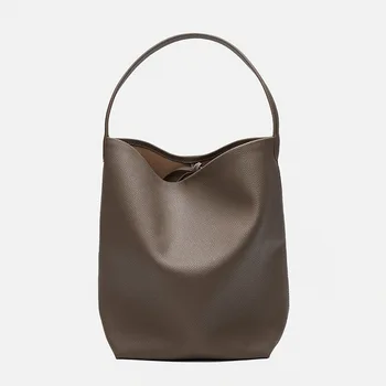 Femei designer de brand sac găleată mare capacitate cowskin din piele geantă de umăr de afaceri geanta shopper negru alb gri maro