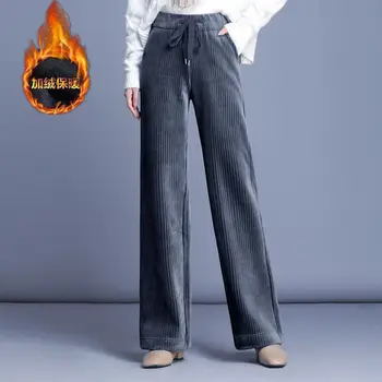 Femei Pantaloni Pantaloni De Catifea Copii De Înaltă Talie Pantaloni Drepte Largi De Catifea De Agrement Pantaloni De Mujer