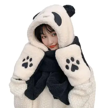 Femeile rafinate Pălărie Panda Forma Rece Rezistent Non-psihiatru Toamna Iarna Femei Eșarfă Mănuși Capac