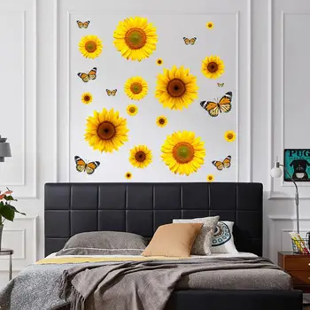Floarea-Soarelui Fluture De Imprimare Autocolante De Perete, Camera De Uz Casnic Deocoration