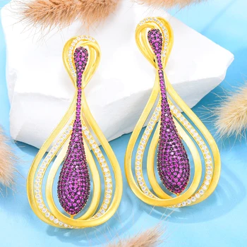 GODKI Nou Brand de Moda Fierbinte Populare de Lux Frunze Cercei Pentru Femeile de Nunta Plin Cubic Zirconia Indian Dubai Bijuterii de Mireasă