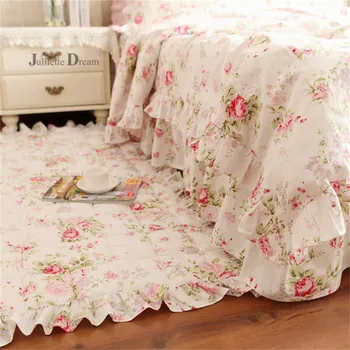 Grădină de flori de imprimare covor matlasat dormitor etaj tapetes frumusete printesa țapiș dantela covor textile acasă covoare pentru camera de zi