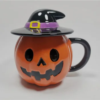 Halloween Dovleac Cupa Pălărie Vrăjitoare Cana Ceramica Cana Cu Capac 3D Ajunul Crăciunului Rău Manual Kawaii Cadou de Ziua de nastere Pentru Copil Adult