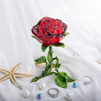 H&D Crystal Red Rose Floare Figurina Ambarcațiuni Colectie de Cadouri pentru Ziua Mamei, Ziua Îndrăgostiților, Ziua Nuntii Acasă masa Decor de Masă