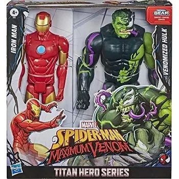 Hasbro Marvel Erou Titan de 12-inch Spider-Man Maximă de Venin Series 2-Pack Iron Man vs Venomized Hulk Figurine Model de Jucărie
