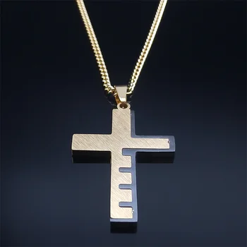 Hip Hop Kpop Biblie Creștină Crucea Pandantiv Colier pentru Bărbați din Oțel Inoxidabil Crucifix Coliere Bijuterii Rugăciune Botez Cadouri N2024S05