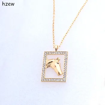 Hzew Cristal cal coliere pandantiv dreptunghi colier brand de moda pentru femei bijuterii