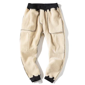 Iarna sweatpants mens streetwear joggeri bărbați pantaloni de marfă cald de lână de miel pantaloni barbati de moda Casual, pantaloni