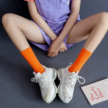 Japonia Coreea Fete De Liceu Șosete Mari Vrac Solid Culori Dublu De Ace De Tricotat Șosete Lungi De Bumbac Femei