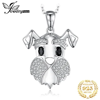 JewelryPalace Drăguț Schnauzer Câine de Argint 925 Naturale Spinel Negru Pandantiv Colier pentru Femei de Piatră prețioasă Nu Pandantiv Lanț