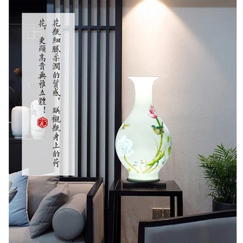 Jingdezhen Ceramică Subțire Muncă Lotus Vaza De Flori Aranjament Stil Chinezesc Camera De Zi De Decorare Ambarcațiunile De Ornament