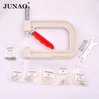 JUNAO 4 5 6 8 10 12mm Alb Perla Setare Mașină Presă de Mână Instrumente de Margele Nit Fixare în Mașină Pentru a Meserii DIY Accesorii