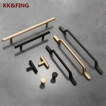 KK&FING Simplu Aur Mat Negru Dulap de Bucătărie Mânere Solide din Aliaj de Aluminiu Sertar Trage Mobilier Ocupa de Hardware