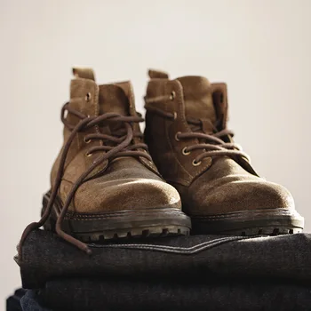 Maden Retro Pantofi De Iarna Pentru Bărbați Cizme De Deșert Mare Sus Cizme Casual Vintage Strada Cool Pantofi De Iarna Din Piele Maro Pantofi