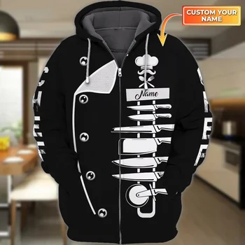 Master Chef Numele Personalizate Imprimate 3D Bărbați zip hanorac Unisex Casual cu fermoar, hanorace Streetwear Chef cadou de Ziua jacheta DK480