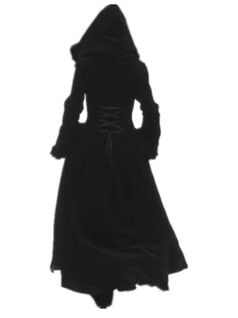 Medieval Epocă Steampunk Etaj Lungime Haina Cu Gluga Pentru Femei De Iarnă Cald Blana Asieta Maxi Gothic Vrajitoare Costum Petrecere Uza Retro
