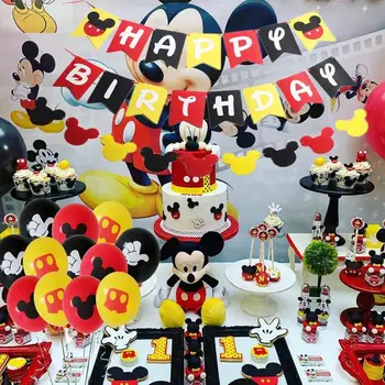 Mickey Mouse 1st Birthday Party Consumabile Mickey Toppers Tort Balon de Partid Decor Fericit Banner Ziua de nastere pentru ornamente de crăciun