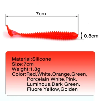 MNFT 30buc T Coada Viermele din Silicon Moale de Pescuit Momeli Artificiale de Culoare mai Multe 7cm1.8g Zbaturi Jigging Momeli