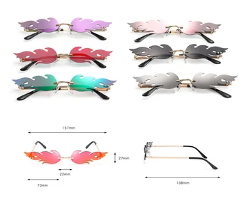 Moda Flacără de Foc ochelari de Soare Femei Bărbați fără ramă Val Ochelari de Soare UV400 Ochelari de Lux Trend Îngust de Epocă ochelari de Soare