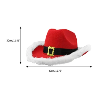 Mos Craciun Petrecere de Crăciun Pălărie Pălărie de Fetru Roșu de Vest Cowboy Pălărie Margine Largă Pălărie Cowgirl Jazz Palaria pentru Femei Barbati