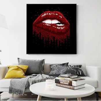 Negru și Roșu de Buze Sexy Abstracte Pictura in Ulei pe Panza Decor Acasă Cuadros de Postere și de Imprimare Arta de Perete Poza pentru Decor Camera