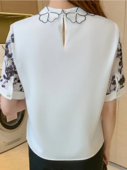 Noi 2022 Vara Office Tricou Femei Vintage Munca Topuri Casual Șifon Elegant De Imprimare Vrac Bluze De Moda De Sex Feminin Coreeană Haine