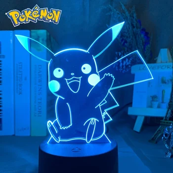 Noile LED-uri de Lumină Pokemon 3D Lumina de Noapte Pikachu Ash Ketchum fructe link-Snorlax Mimikyu Arcanine Joc Lampara Dormitor Lumina.