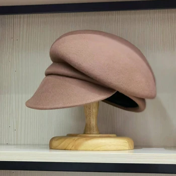 Nou Stil Înclinat Margine Largă Pălărie De Iarnă De Moda Femei Cald Pălărie Fete Lână Capac Militare Pălării De Partid De Călătorie Biserica Pălării Rece În Aer Liber