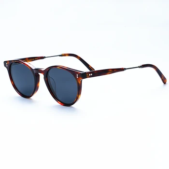 Noua Moda de Epocă Jeleu de Acetat de ochelari de Soare GOLDA UV400 Polarizate Mici, Rotunde Design Femeilor Om Original, de Calitate, Gravat Logo-ul