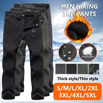 NOUA Moda pentru Bărbați de Iarnă Caldă Soft Shell Pantaloni Impermeabil în aer liber, Drumeții, Pescuit Zăpadă Pantaloni Om Fleece Windproof Softshell