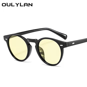 Oulylan Nouă Rundă de ochelari de Soare pentru Femei Barbati Vintage de Designer de Brand Colorate Ochelari Galben Negru Verde Nuante de Sticlă pentru Femei