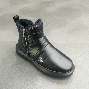 OVXUAN de Înaltă Calitate de Top rezistent la apa, Non-Țesături Side-zip Căptușeală Cald Toc Plat Zapada Ghete Barbati Pantofi de Iarnă în aer liber Adidași