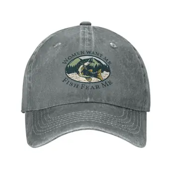 Personalizat De Bumbac Femei Vrei Pește Se Teamă De Mine Șapcă De Baseball Bărbați Femei Reglabil Tata Pălăria În Aer Liber
