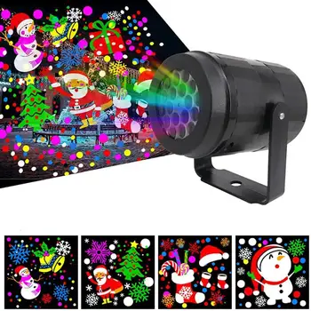 Petrecere De Crăciun, Lumini De Fulg De Nea Cu Laser Proiector Led Lumina De Scena Rotativă Xmas Model De Vacanță În Aer Liber De Iluminat Decor De Crăciun