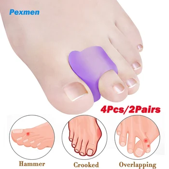 Pexmen 4buc/2Pairs Gel Violet Tep Separator pentru Suprapunerea Bătăturile de la Picioare Degetul Mare de Aliniere Corector Distanțier Picior de Îngrijire Protector