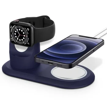 Pielea Silicon Încărcător Suport Cauciuc Suport de Încărcare Stație de Andocare pentru Apple Watch 1/2/3/4/5/6/7 44mm/42mm/40mm/38mm pentru Magsafe
