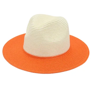 Primavara-Vara Cu Două-Ton Mozaic Pălărie De Paie Casual Panama Jazz Pălărie De Top Femei Barbati Borul Larg De Protecție Solară Plajă Capac Dropshipping
