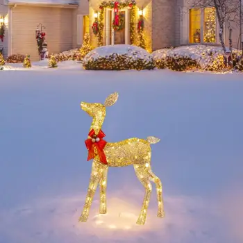 Ren Familie Luminat 2D Cerb de Crăciun Decor Cu Lumini Led-uri, Lumina de Dolari, Doe Și Cafeniu Interior Sau în aer liber Curte