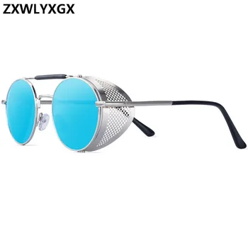 Retro de Metal Rotund ochelari de Soare Steampunk Bărbați Femei Tendință de Brand Designer de Epocă Ochelari de Soare Oculos De Sol Nuante de Protecție UV