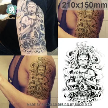 Rocooart 1 buc Banderola Tatuaj Temporar Femei Buddha Impermeabil Tatuaj Fals Autocolant Budist Braț, Umăr Coadă Piept Pentru Barbati Taty