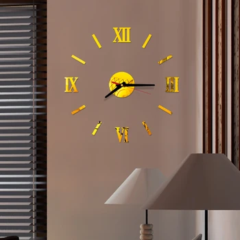 Roman Numeral Acril Oglindă Ceas de Perete Autocolant Moda DIY Cuarț Ceasuri Uita-te la Acasă Decorare Camera de zi Autocolante reloj comparativ