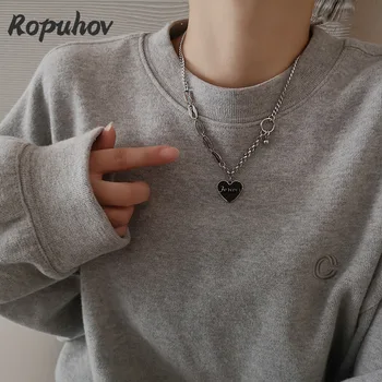 Ropuhov 2021 Noua Moda Coreeană Femeie Cadou De Lux Heartchain Inoxidabil Colier Bling En-Gros