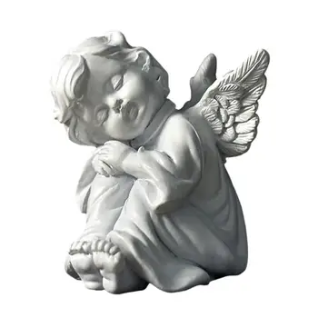 Rășină Înger Grădină Figura Unic De Înger Înaripat Statuie Acasă Decoratiuni De Gradina Doarme Unghi Sculptura Desktop Decorative Statuie